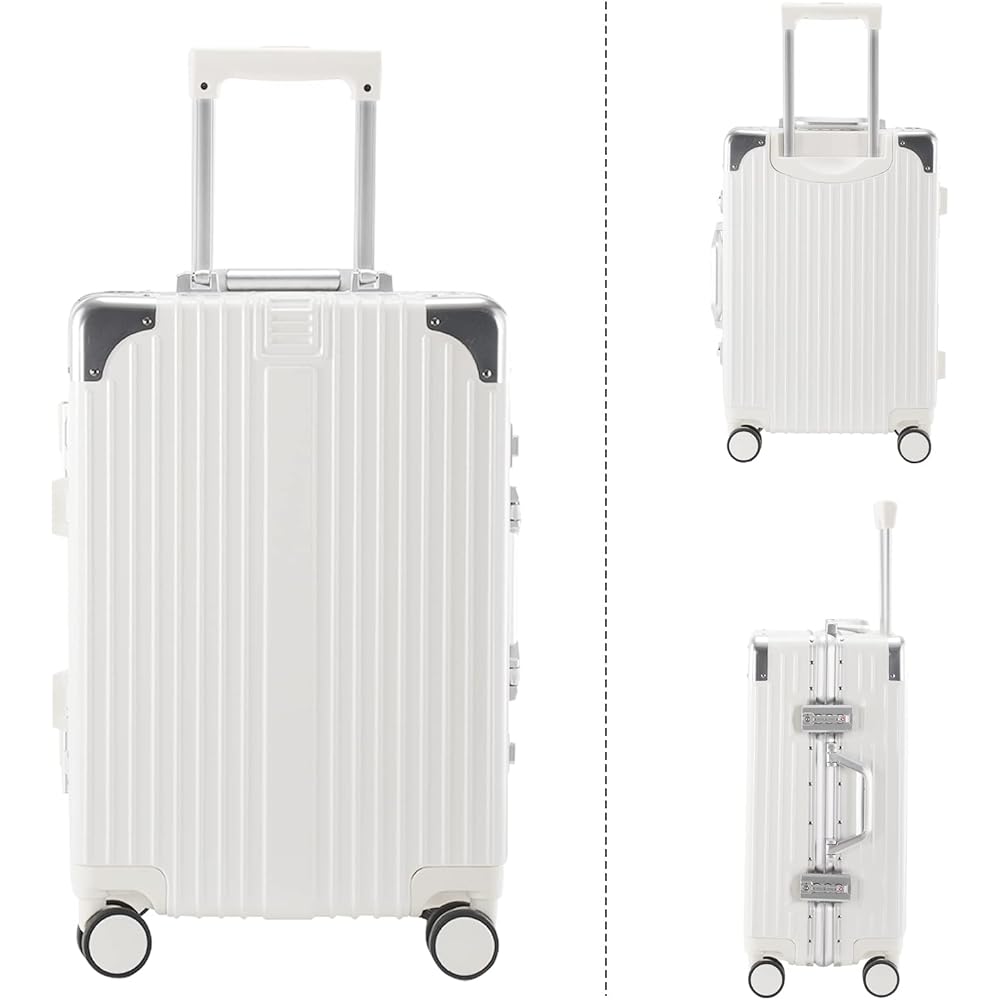 [ISUKI] Suitcase Carry Case Aluminum Frame Carry-on Large Carry Bag Lightweight Carry Back Quiet TSA Lock Popular Colors Business Travel Business White White Small Size Approx. 38L