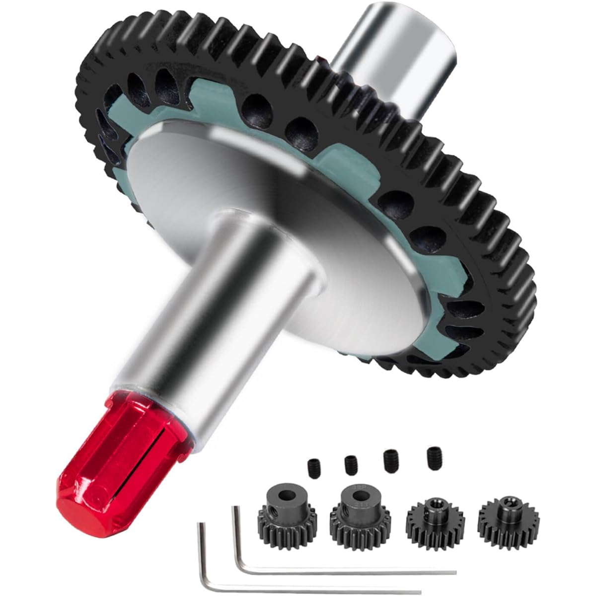 RCMYou 57T 0.8Mod Slipper Upgrade Parts for 1/10 Arrma Granite Senton Vorteks Big Rock 3S /Kraton Outcast 4S 1/8 Typhon 3S, Steel 57T 0.8Mod Slipper with 15T 17T Pinion and Slipper Shaft Red