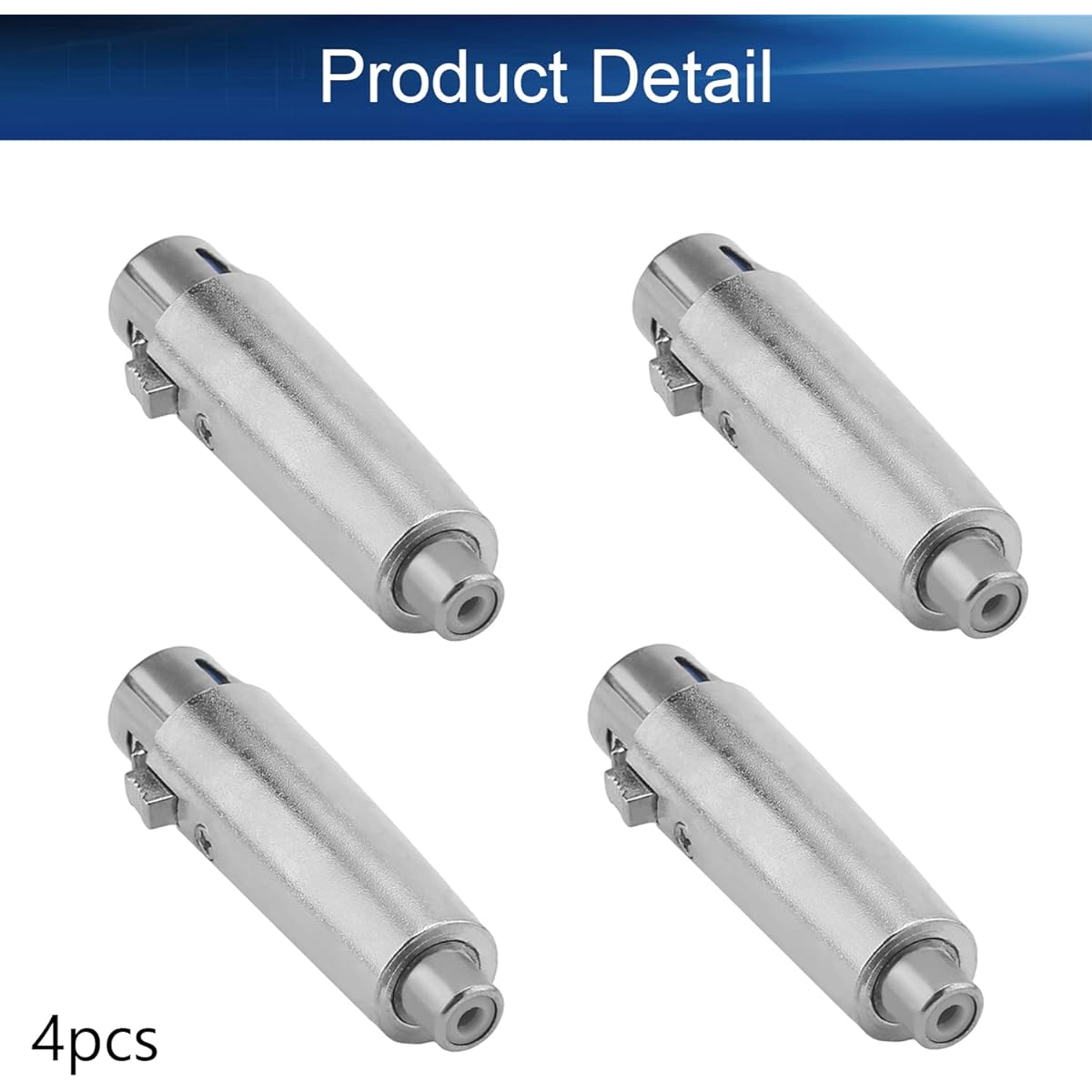 Heyiarbeit Mini XLR Female to RCA Female Converter Adapter 3 Pin XLR-M to RCA-M Silver Copper Nickel Plated for Recording Studio/Video/Audio System LY-KN5044 Pack of 4