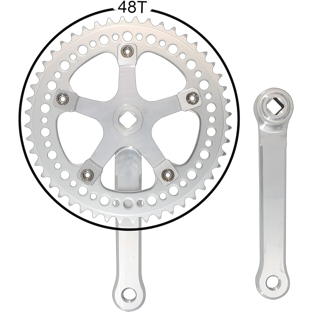 WEERAS Fixed Gear Bicycle Crank Single Speed 48T 130BCD 170mm Upgraded Material, Fully CNC Grinding.