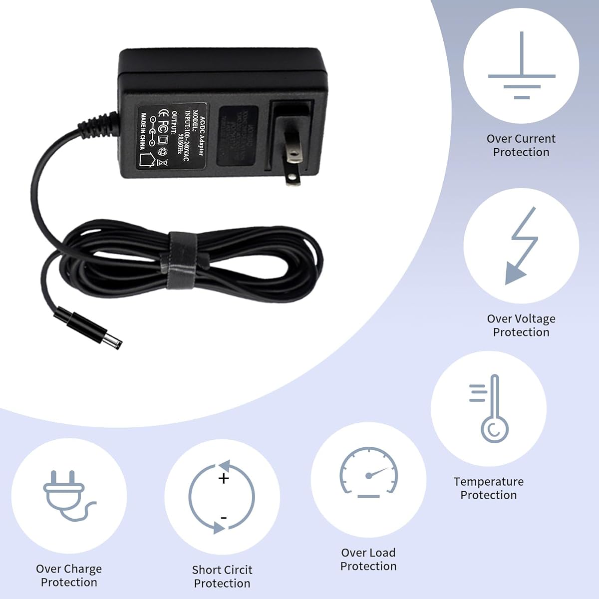 19V 2A 1.5A 1A AC Power Adapter Charger 38 Watt Adjustable Switching Power Cord with 8 Replaceable DC Plugs for 19 Volt 500mA 600mA 800mA 900mA 1000mA 1500mA 2000mA Equipment