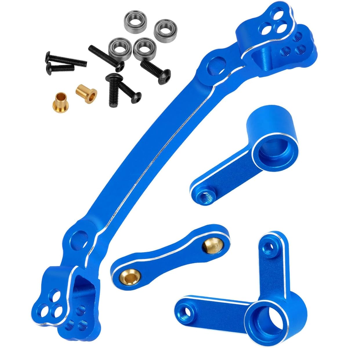 RCMYou Aluminum Steering Bell Crank Upgrade Parts for 1/10 Arrma Senton/Granite/Big Rock/Typhon 4X4 3S BLX Outcast/Kraton 4x4 4S BLX Steering Bell Crank and Steering Link Navy Blue