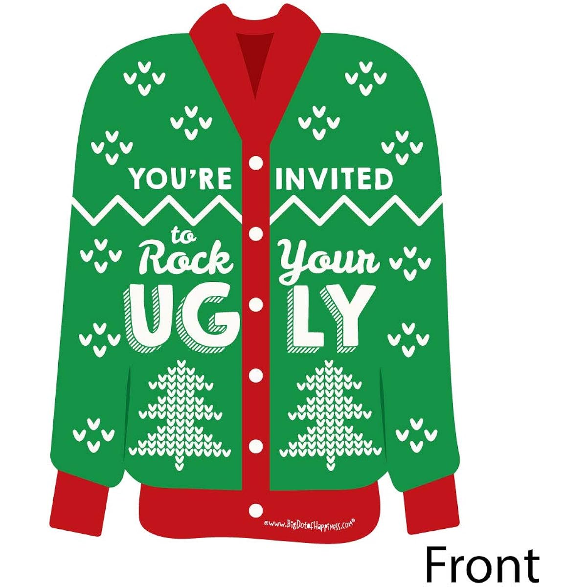 Ugly Sweater - Shaped Filling Invitations - Holiday & Christmas Party Invitations with Envelopes - Set of 12