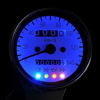 BigOne Bike 140km Speedometer White Panel with LED Indicator 60mm Mechanical 10803