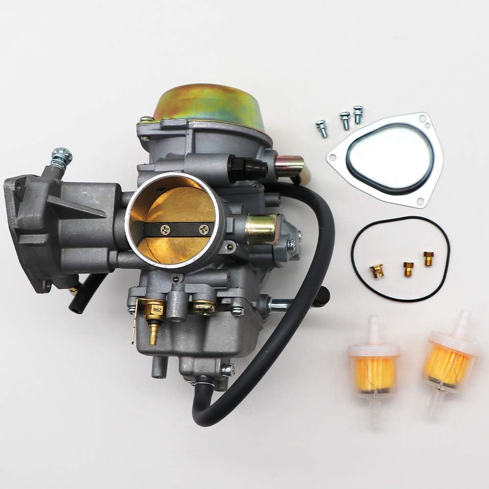 KIPA Carburetor for Yamaha RHINO 660 YFM660 YXR660FA YXR660FSE YXR660FH YXR660 Hunter UTV ATV 2004 2005 2006 2007 OEM Part Number 5KM-14901-00-00 2pcs New Main Jet and 2 Fuel Filters
