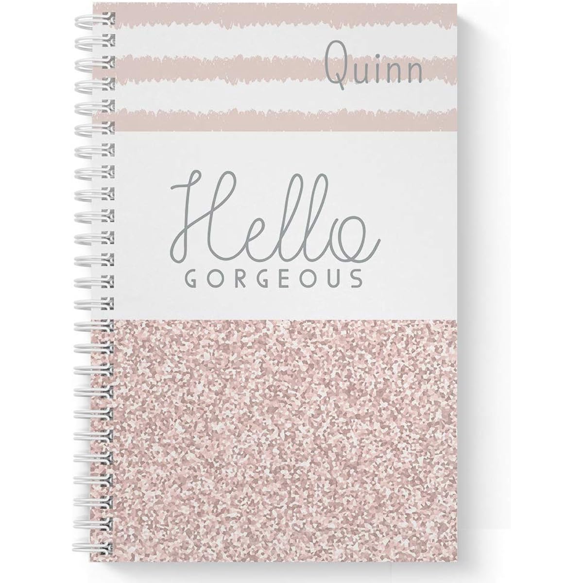 Personalized Bullet Journal/Dot Grid, Notebook, Laminated Soft Cover, 120 Quality Pages Lay Flat Wire-O Spiral. Multiple Sizes, 8.5" x 11" 5.5" x 8.5." Made in the USA, Hello Gorgeous S