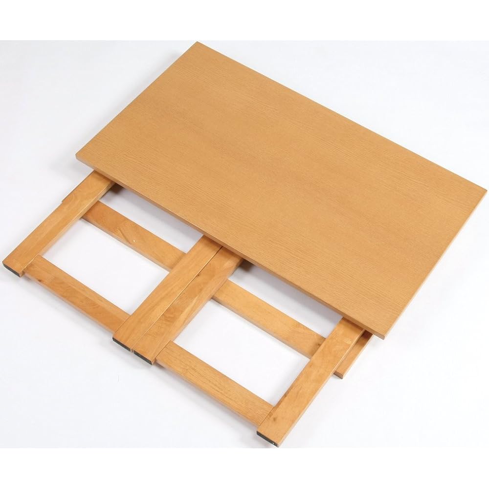 Natural wood folding table, storage possible, no assembly required, finished product (height 69cm, natural)