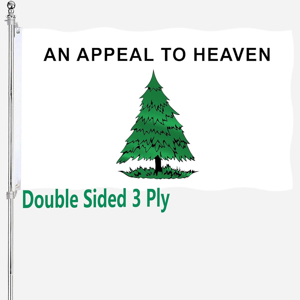 Liberty Tree Flag 3x5 Feet Appeal to Heaven Flag Double Sided 100% Polyester Fiber Pine Tree Flag Vibrant Colors with 2 Brass Grommets Sons of Liberty Edition