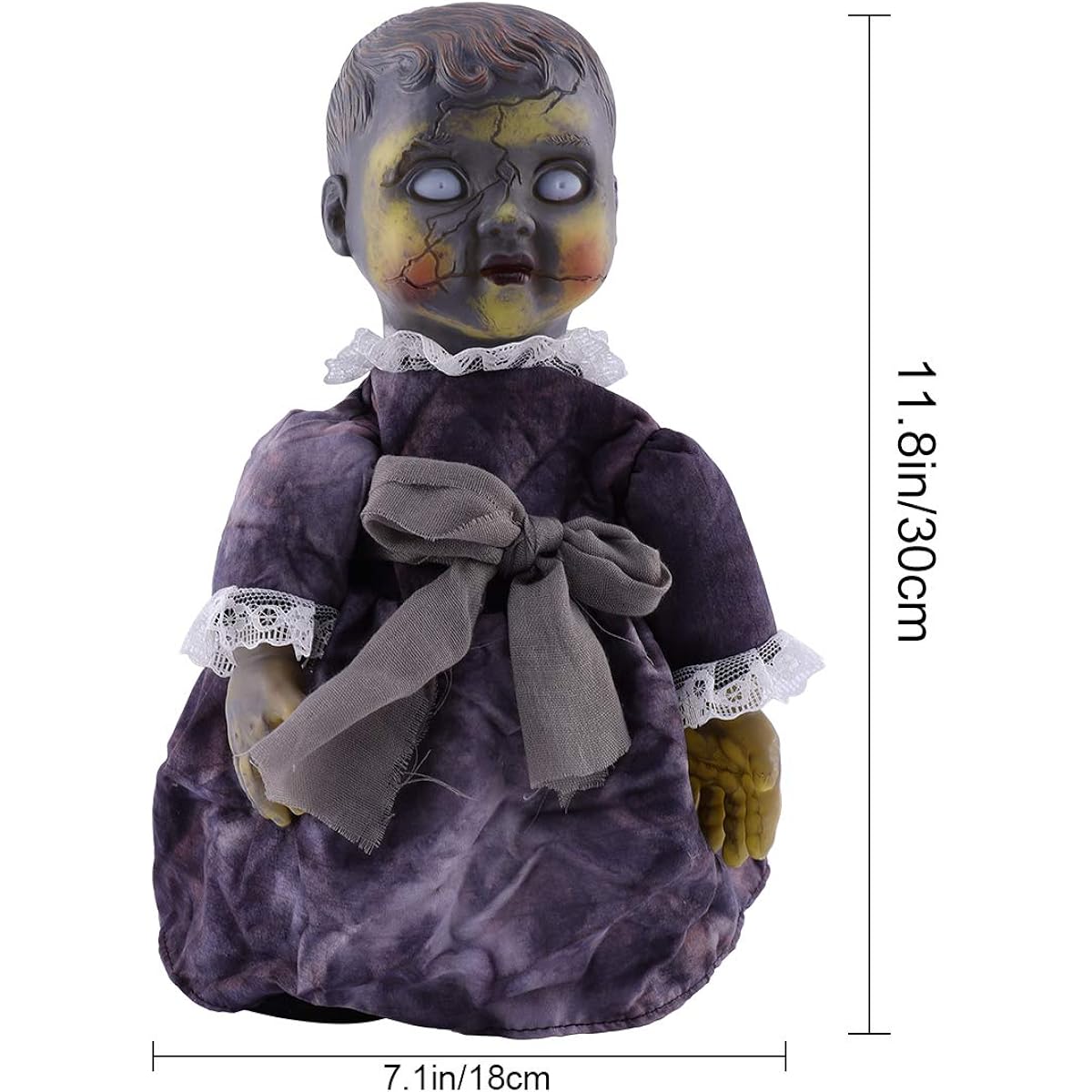 Creepy Doll Scary Doll Halloween Decoration Scary Voice Activated Induction Walking Creepy Halloween Doll Realistic Living Dead Doll Halloween Props for Halloween Party Decoration (04)