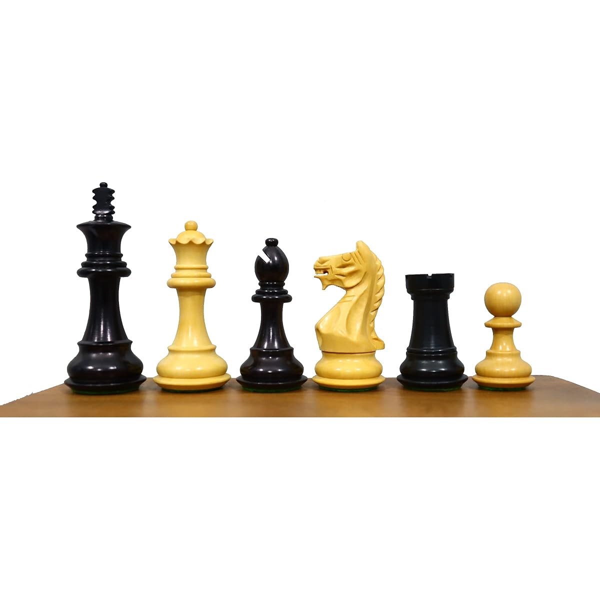 Wooden Staunton Chess Pieces with 2 Extra Queens - 3.5" Fierce Knight Weighted Chessmen Ebony Boxwood | Unique Chess Set