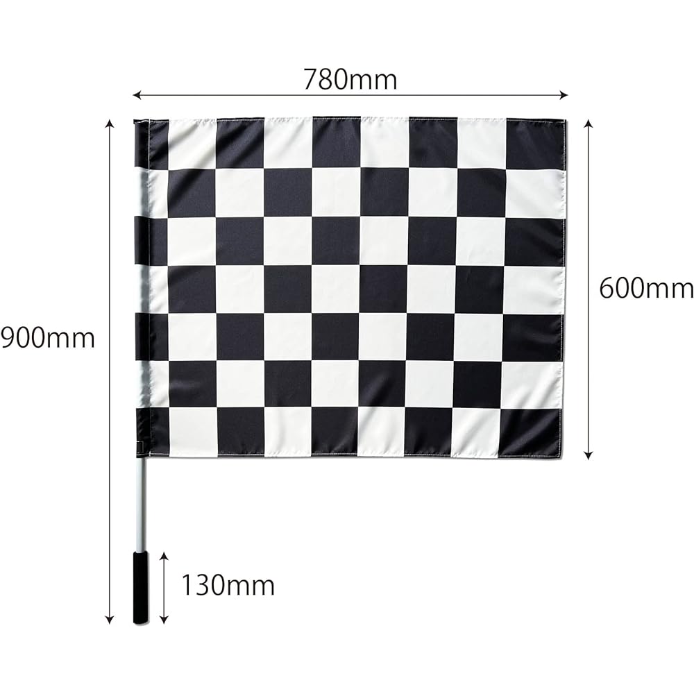 Checkered Flag Flag Cheer Height 60 x Width 78cm Comes with PVC pole Comes with urethane grip for easy swinging Lace