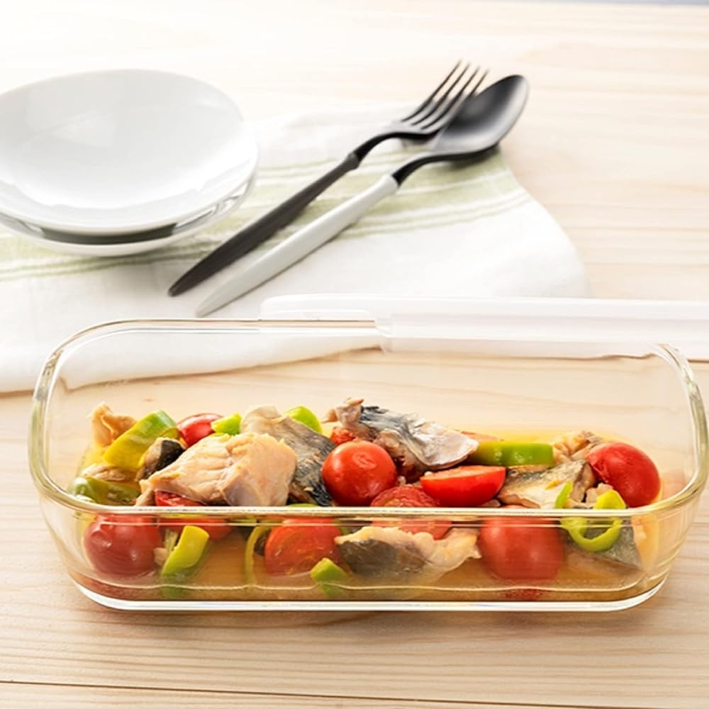 HARIO Made in Japan Heat-resistant Glass Storage Container Square 900ml BUONO kitchen KSTL-90-TW Set of 6 Clear