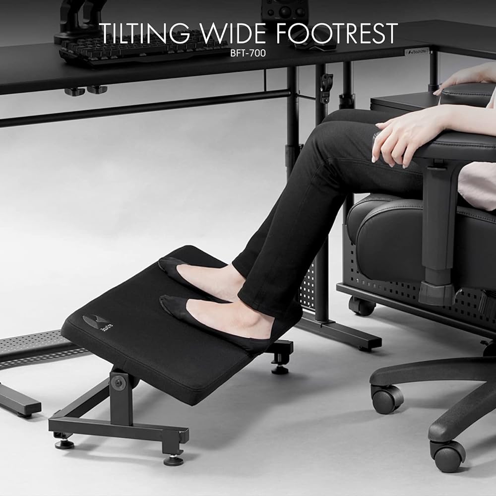 Bauhutte Tilt Footrest Wide BFT-700-BK Angle Adjustment Footrest Black