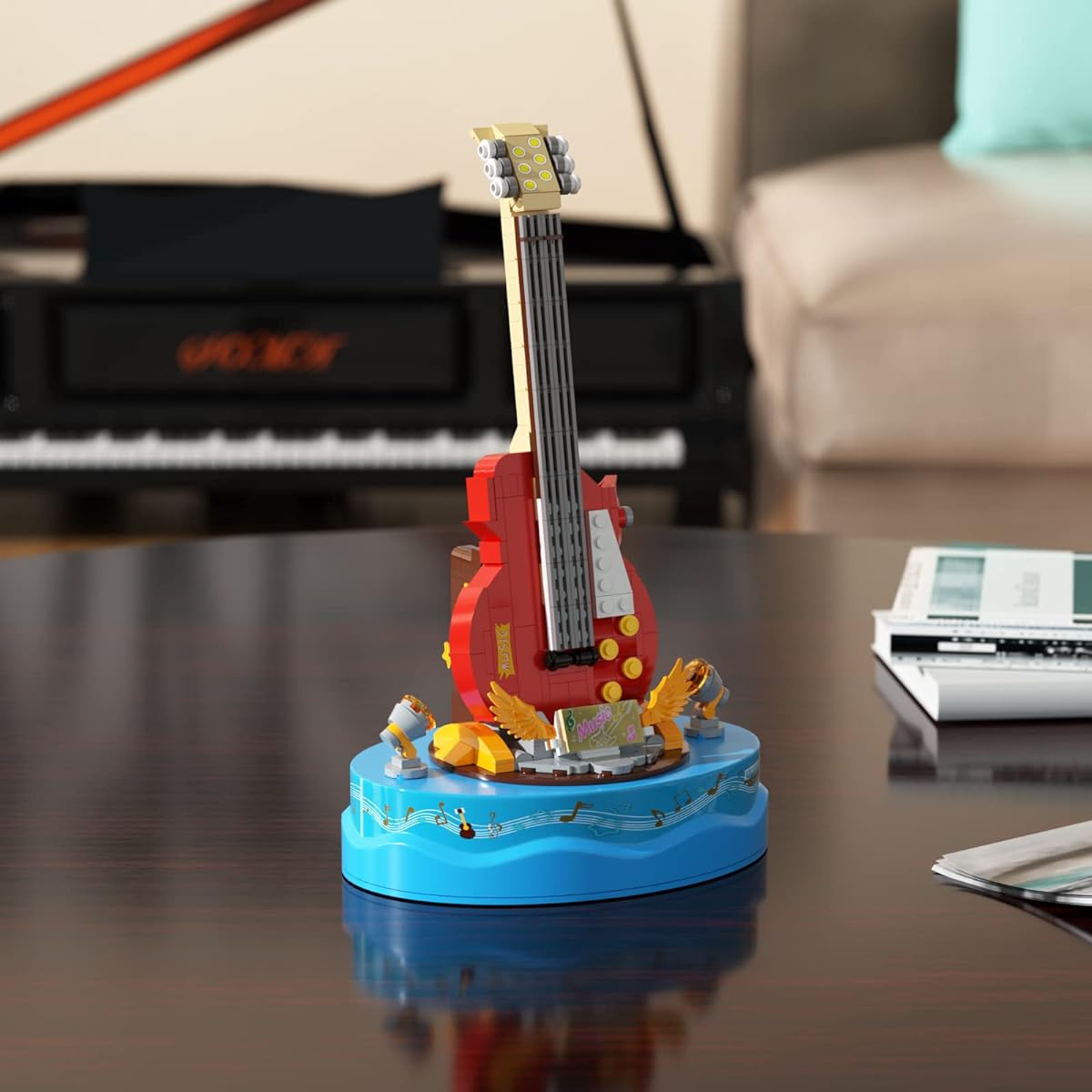 Guitar Model Building Set, Guitar Musical Instrument with Music Box, Building Creative Toy, Great Gift for Music Lovers and Kids Ages 6+ 2023 (308 Pieces)