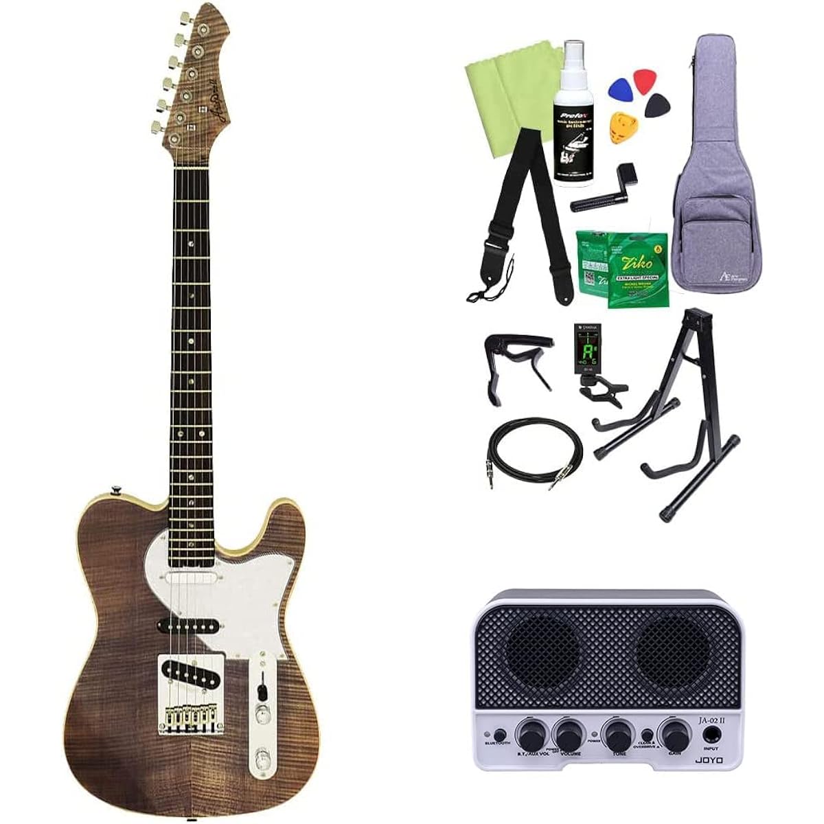AriaPro2 615-AE200 Electric Guitar Beginner 14-piece Set [With Bluetooth Amplifier] LV Telecaster Type AriaPro2