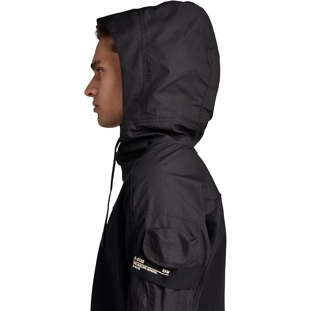 [G-Star Row] Hoodie Hoodie Sweatshirt Men's Relaxed Fit MIXED WOVEN CARGO HOODED SWEATER