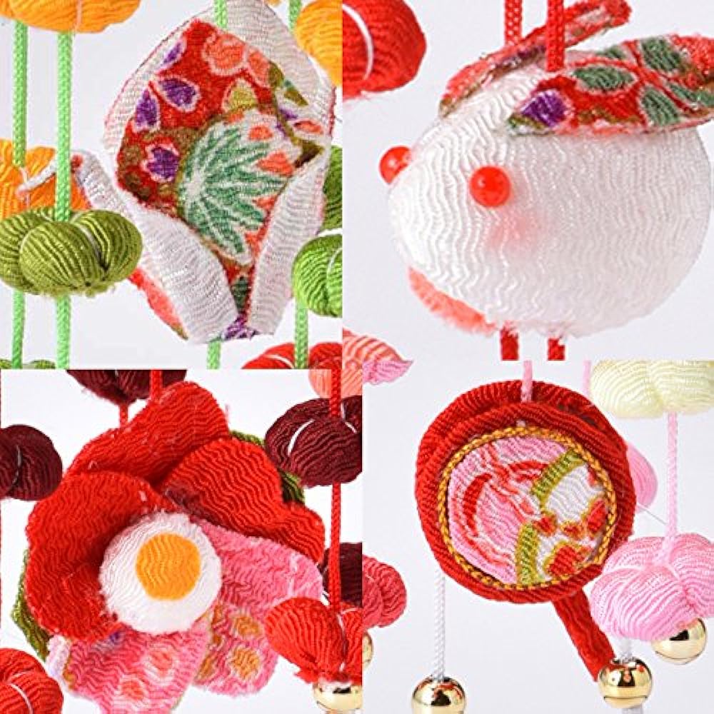 Takagi Textile Panami Crepe Bean Umbrella Hanging Hina Production Kit, Five Decorations, Red LH425