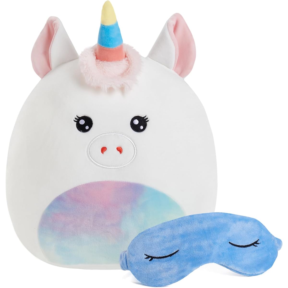 BSTAOFY Cute Unicorn Soft Plush Pillow Collection with Removable Eye Mask, Squishy Unicorn Stuffed Animal Cushion Stretchy Nap Pillow Christmas Holiday Birthday Gift for Toddlers Kids 12 Inch