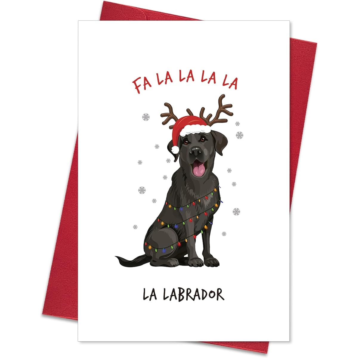 Labrador Christmas Card with Envelope, Cute Christmas Gift, Unique Christmas Gift Ideas for Dog Lovers, Funny Dog Christmas Card Gifts