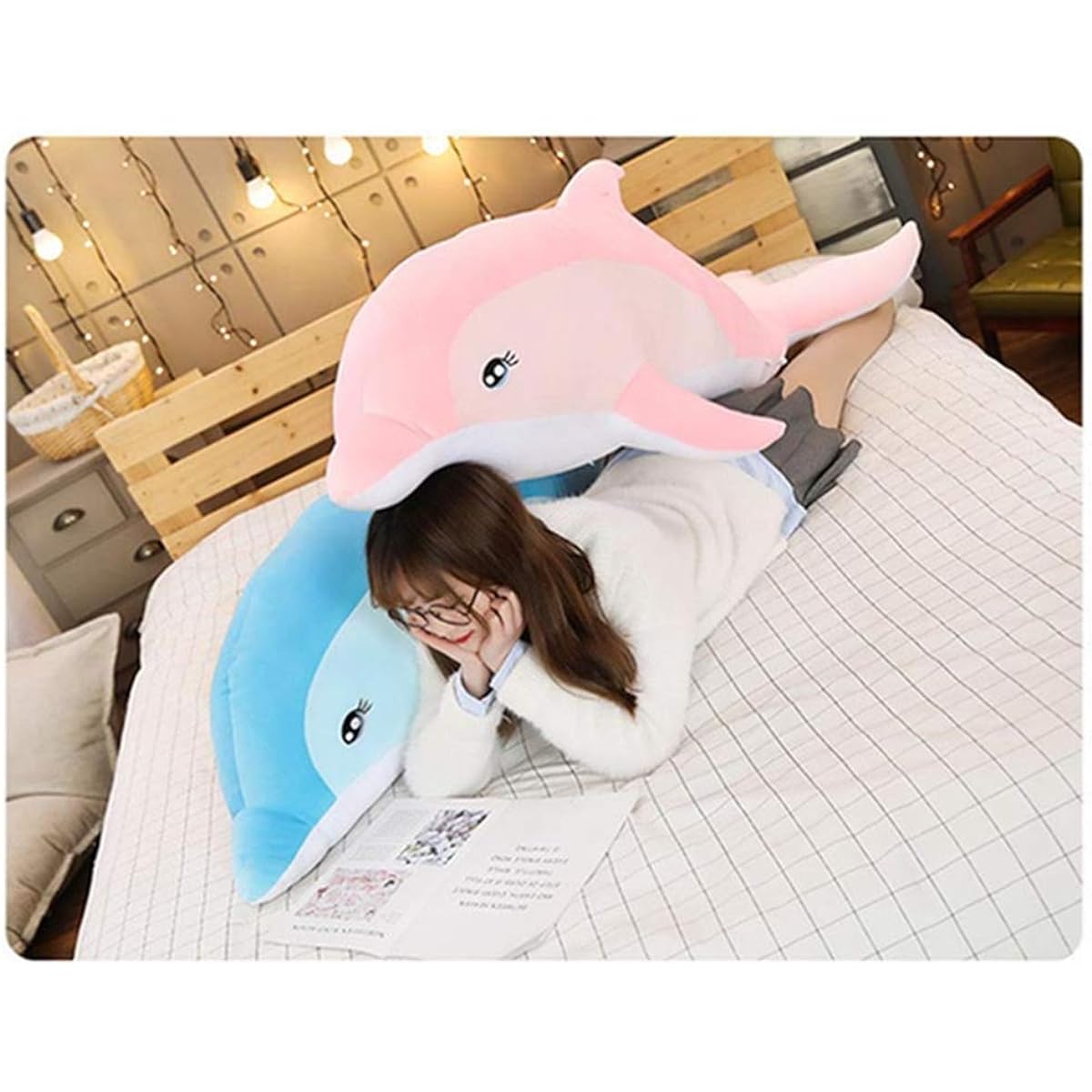lush toy, dolphin, large, cute, soothing, soft, huggable pillow, cute, squishy, dolphin plush toy, cushion, stylish, kindergarten, kindergarten entrance gift, 140cm, wedding, graduation, pink, thank-you party, Valentine's Day, present, washable [AORKU]