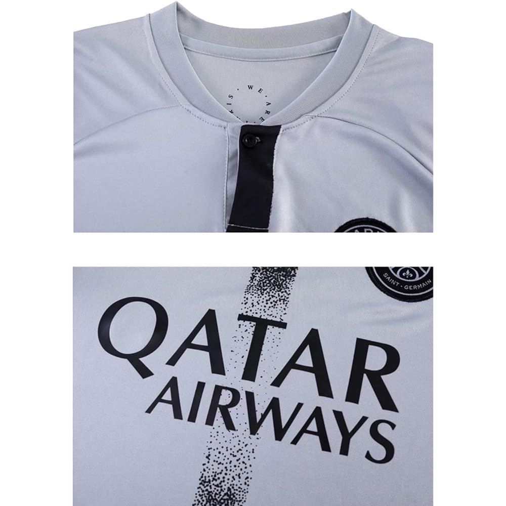 [SUNESA] Soccer Uniform 22-23 PSG Paris Saint-Germain AWAY Children Adult Mbappe Jersey Number 7 Practice Wear Breathable Quick Dry Present Junior Replica Jersey