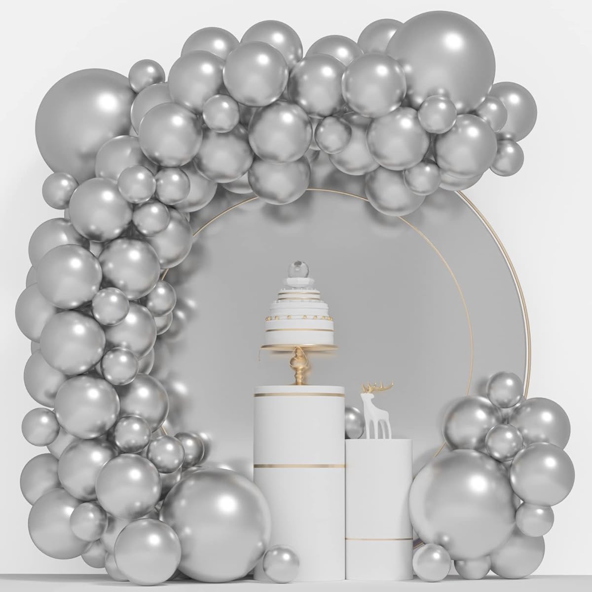 Metallic Silver Balloons 84pcs Silver Balloon Garland Arch Kit 5"+12"+18" Chrome Silver Balloons Happy Birthday Balloons Baby Shower Wedding Balloons Christmas Balloons Garland