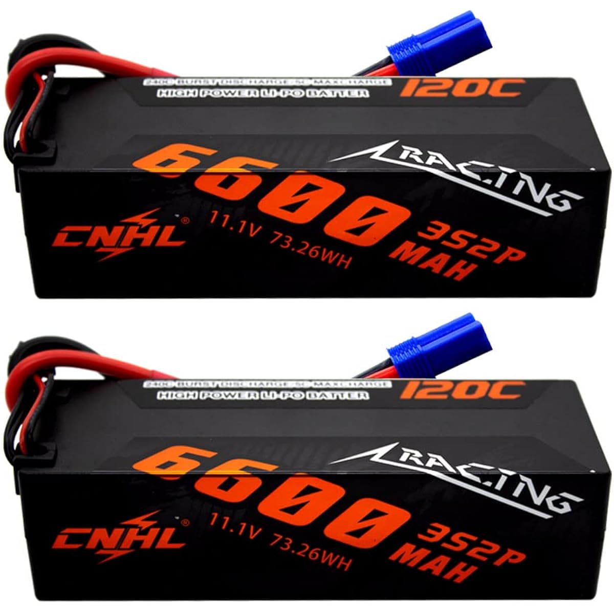 CNHL 3S Lipo Battery 6600mAh 11.1V 120C with EC5 Plug for RC Car RC Airplane/Truck Heliplane/Multi-Motor Hobby DIY Parts (2 Pack)