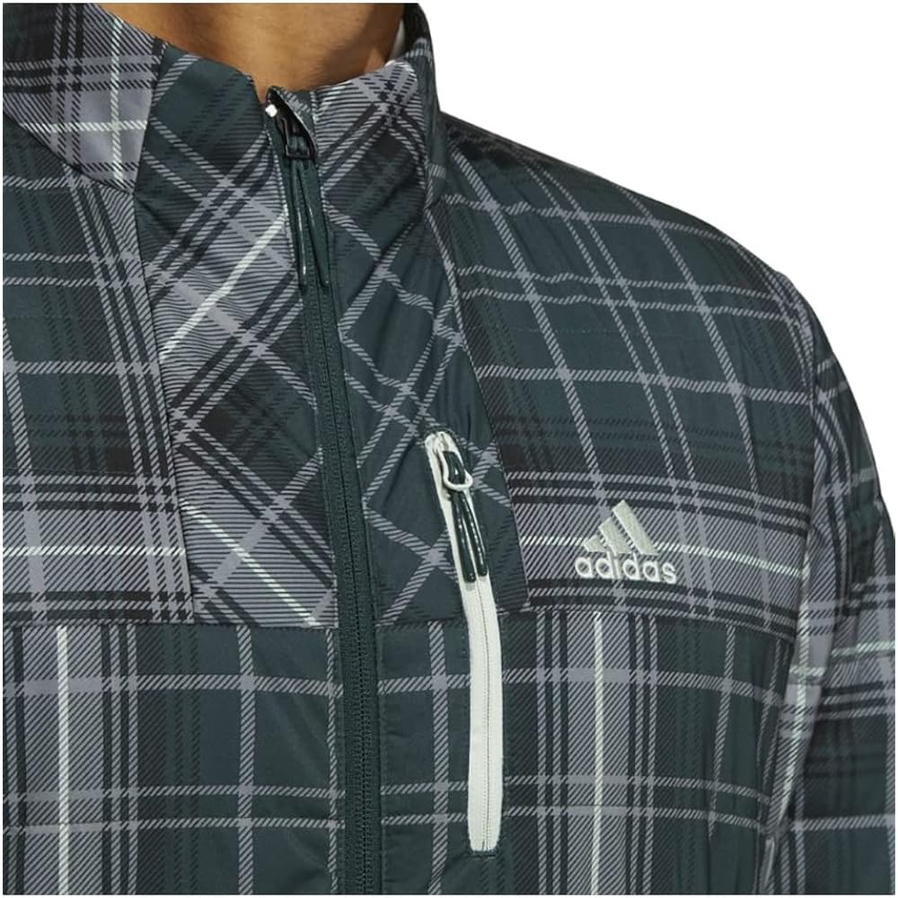 [Adidas Golf] Golf Jacket, Tartan Check, Thermal, Medium Wadding, Long Sleeve, Full Zip Jacket, Men's