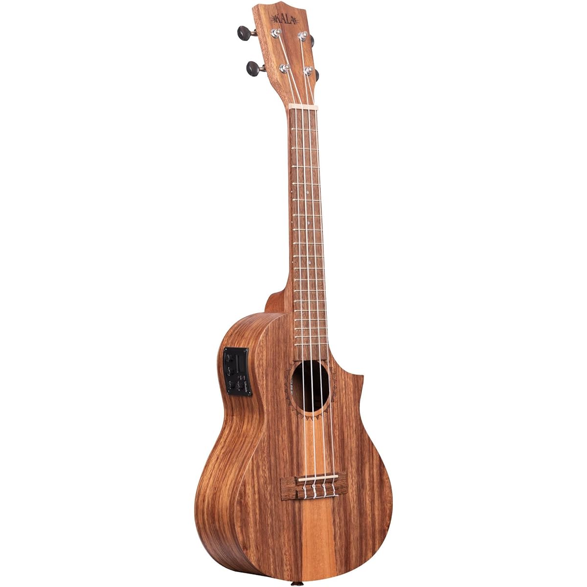 KALA Teak Tri-Top Concert Ukulele with Cutaway and EQ, Padded Gig Bag