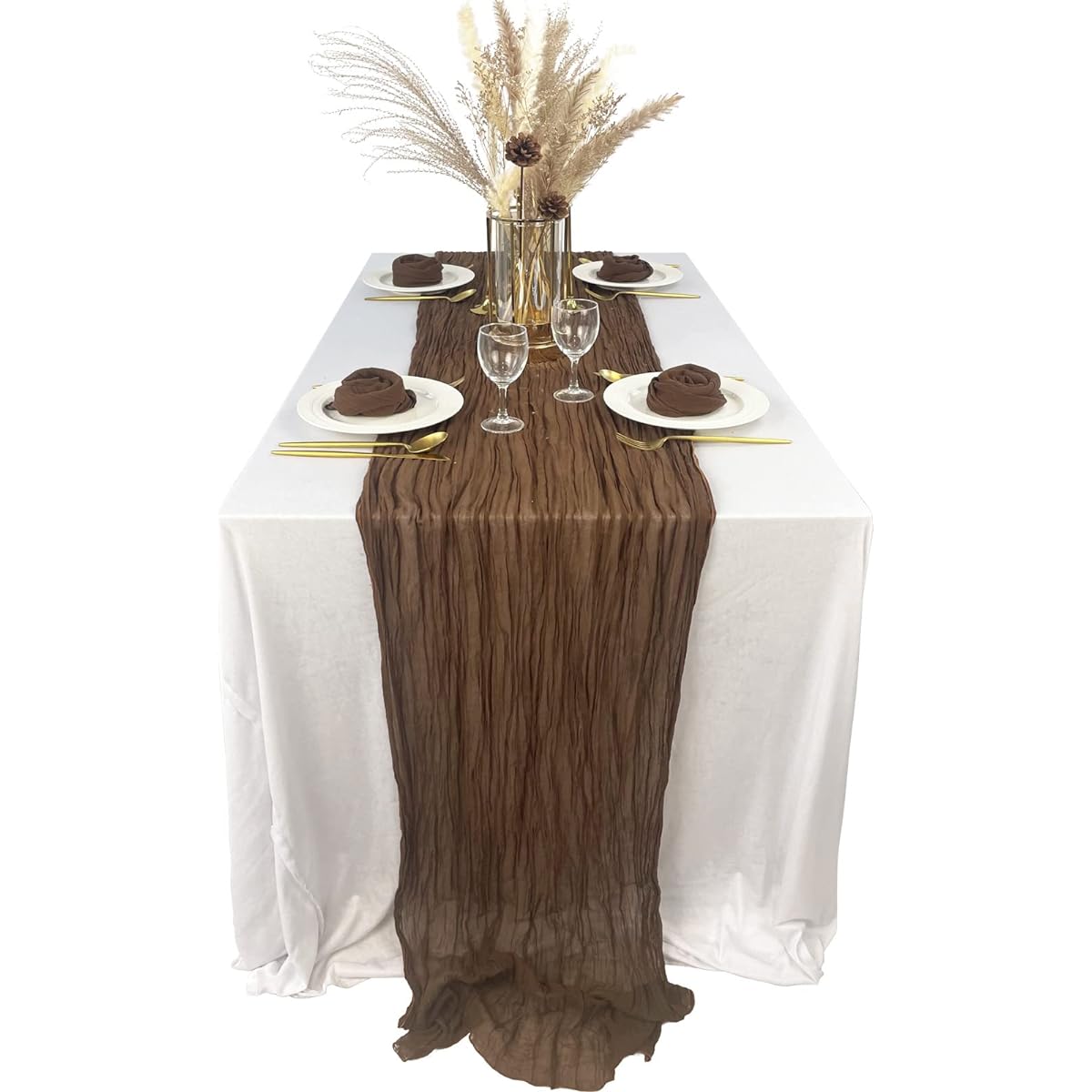 EHLDekol Cheesecloth Gauze Table Runner Wedding Decor Arch Drape Gauze Event Centerpiece Runner Bridal Shower Runner