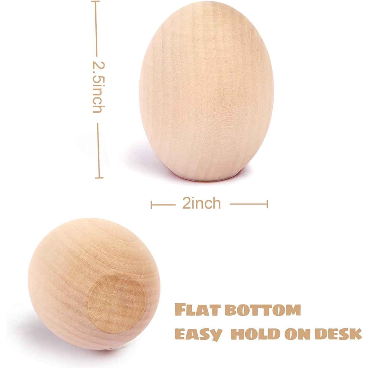 SallyFashion 15pcs Unfinished Wooden Easter Eggs Flat Bottom Fake Eggs for Crafts Easter Egg Ornaments for Kids DIY Games