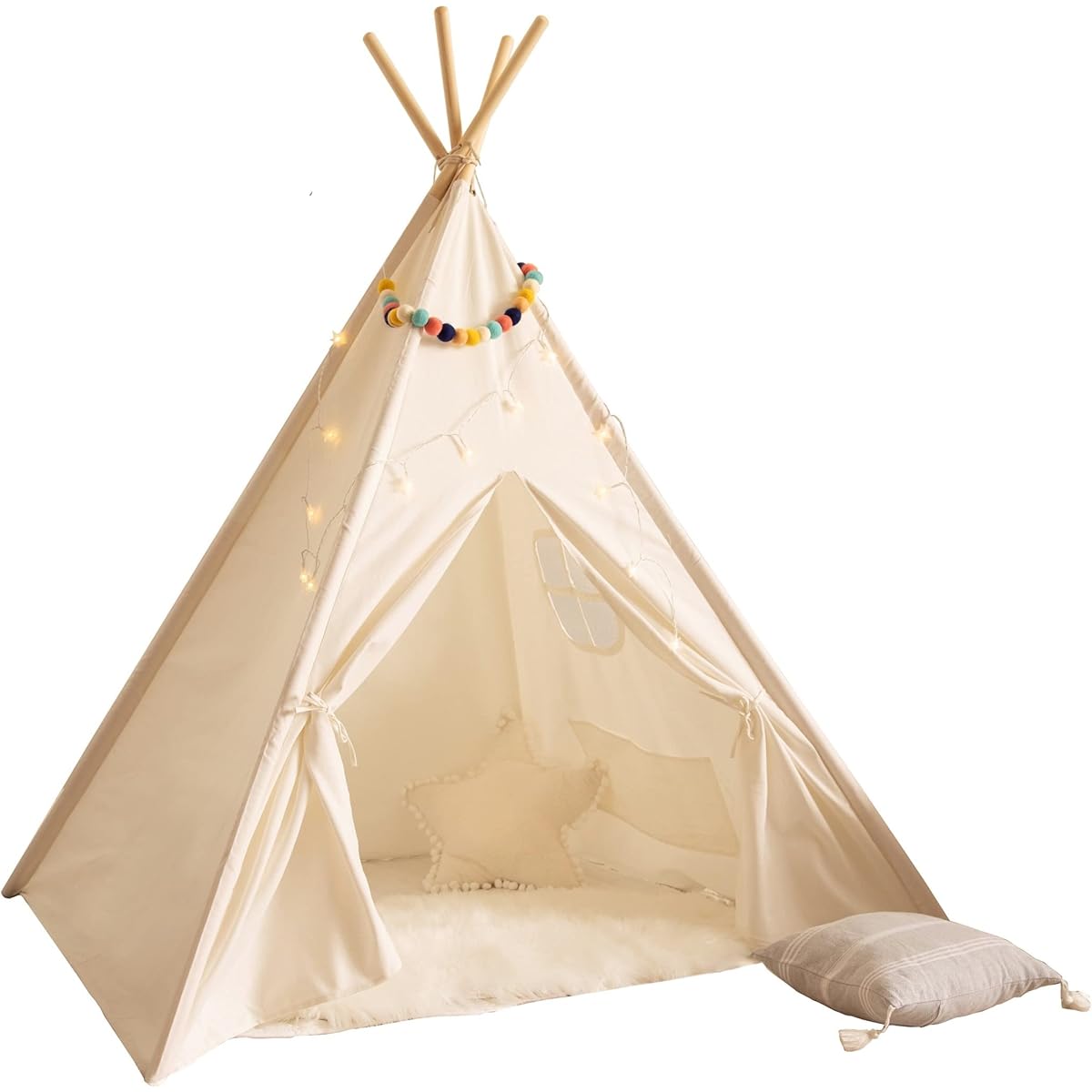 Kids Teepee Tent with Light String Kids Teepee Tent Kids Play Tent Kids Teepee Play Tent for Girls & Boys