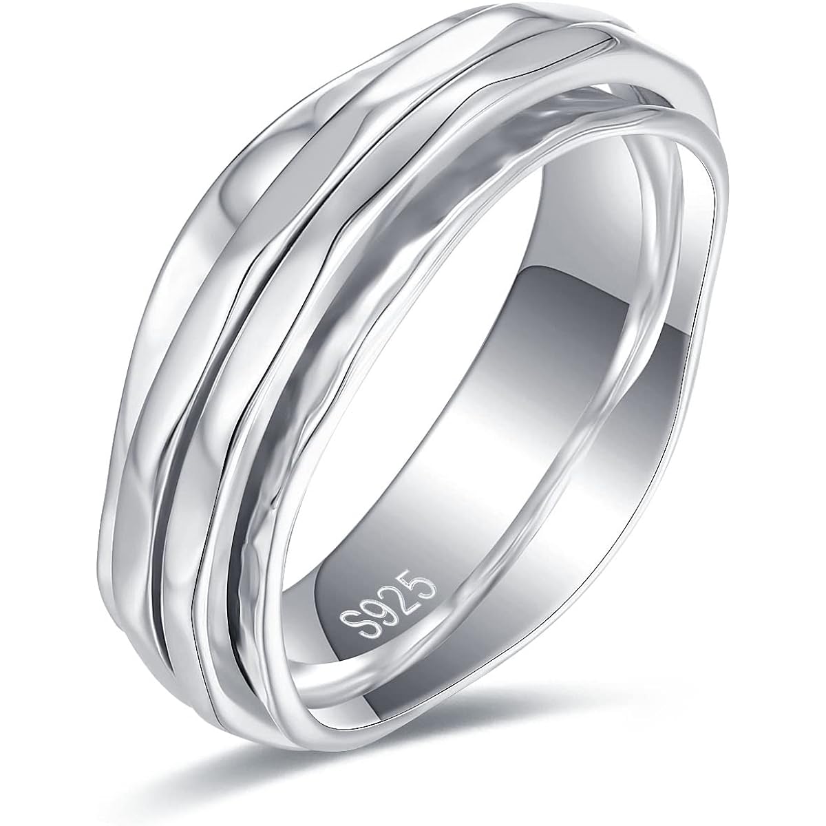 STROLLGIRL Sterling Silver Medium Spinner Ring Spinning Ring Hammered Meditation Anxiety Ring ADHD