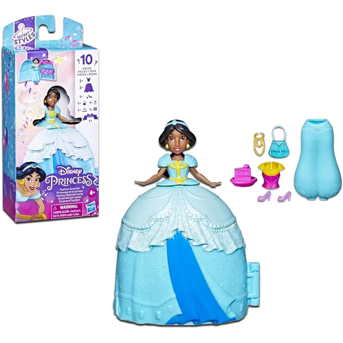 Disney Princess Fashion Surprise Doll Set - Disney Princess Ariel, Jasmine, Rapunzel Dolls, Accessories and Stickers 3 Piece Set Disney Princess Mystery Toy