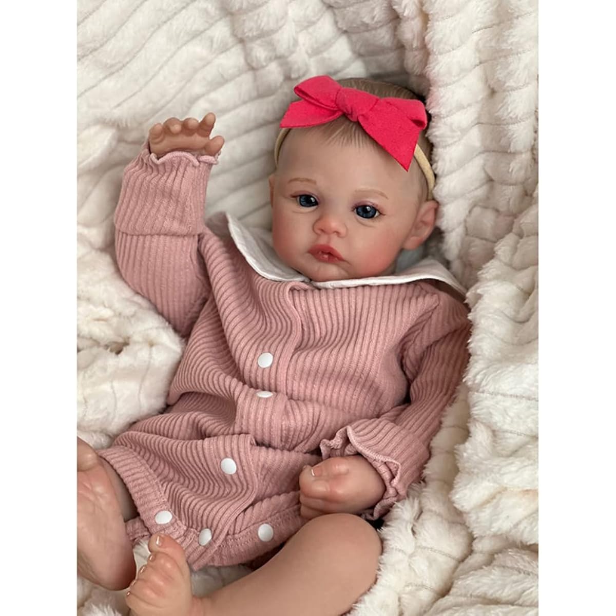 Lonian Reborn Doll 49cm Newborn Soft Silica Gel Vinyl Realistic Newborn Doll Soft Fetal Body (Blue Eyes)