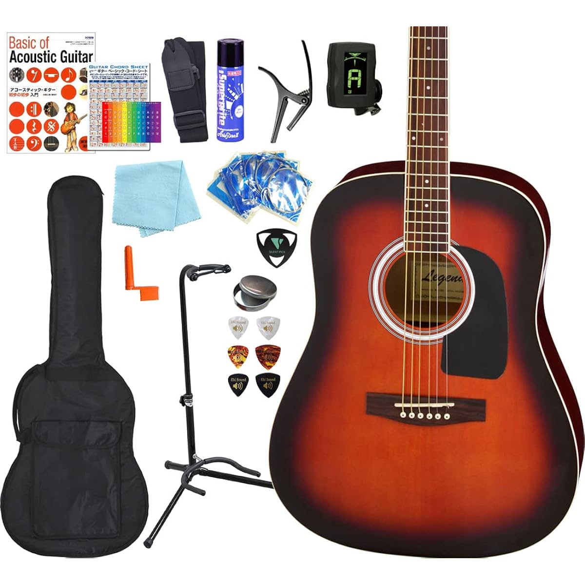 Acoustic guitar, Western type, Legend WG-15, acoustic guitar, beginner, 16-piece set, BS [98765]