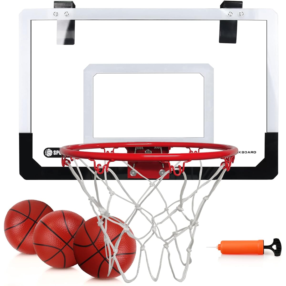 Indoor Mini Basketball Hoop with 3 Balls, Over the Door Basketball Set, Basketball Backboard Toy, Gift for Kids/Boys/Adults