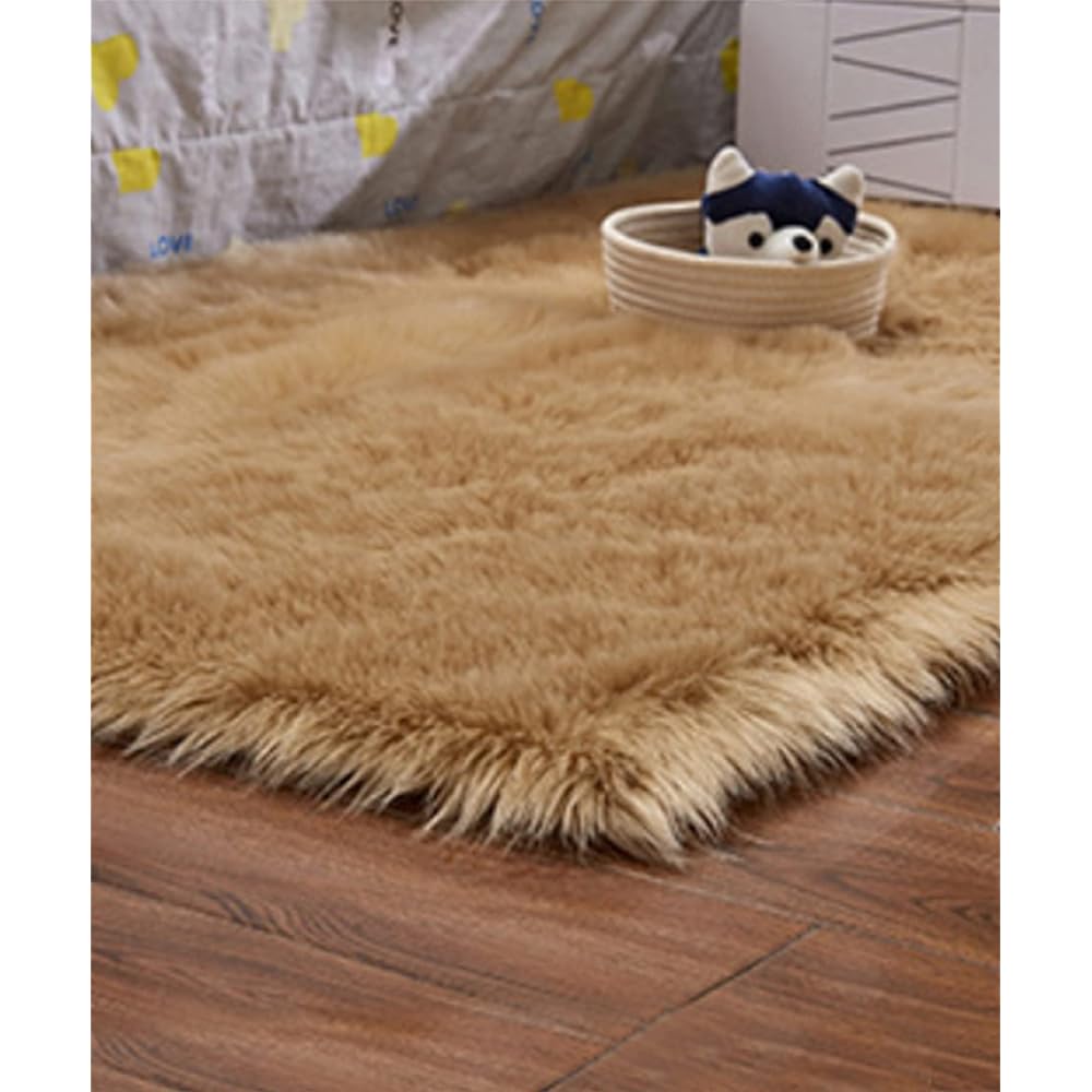 Fur Rug Faux Fur Shearling Rug Washable Fur Mat Sofa Pink Stylish Floor Mat Interior Room Fur Rug Rug Fluffy Fluffy Fake Fur (CAMEL)