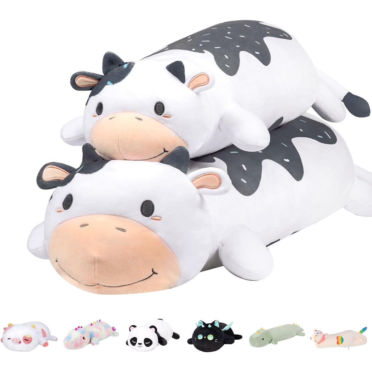 Mewaii Cow Plush Toy Body Pillow - 25" Cute Stuffed Animal Plush Toy Kawaii Long Plush Cuddle Pillow for Kids Birthday Gifts for Women Girls Men