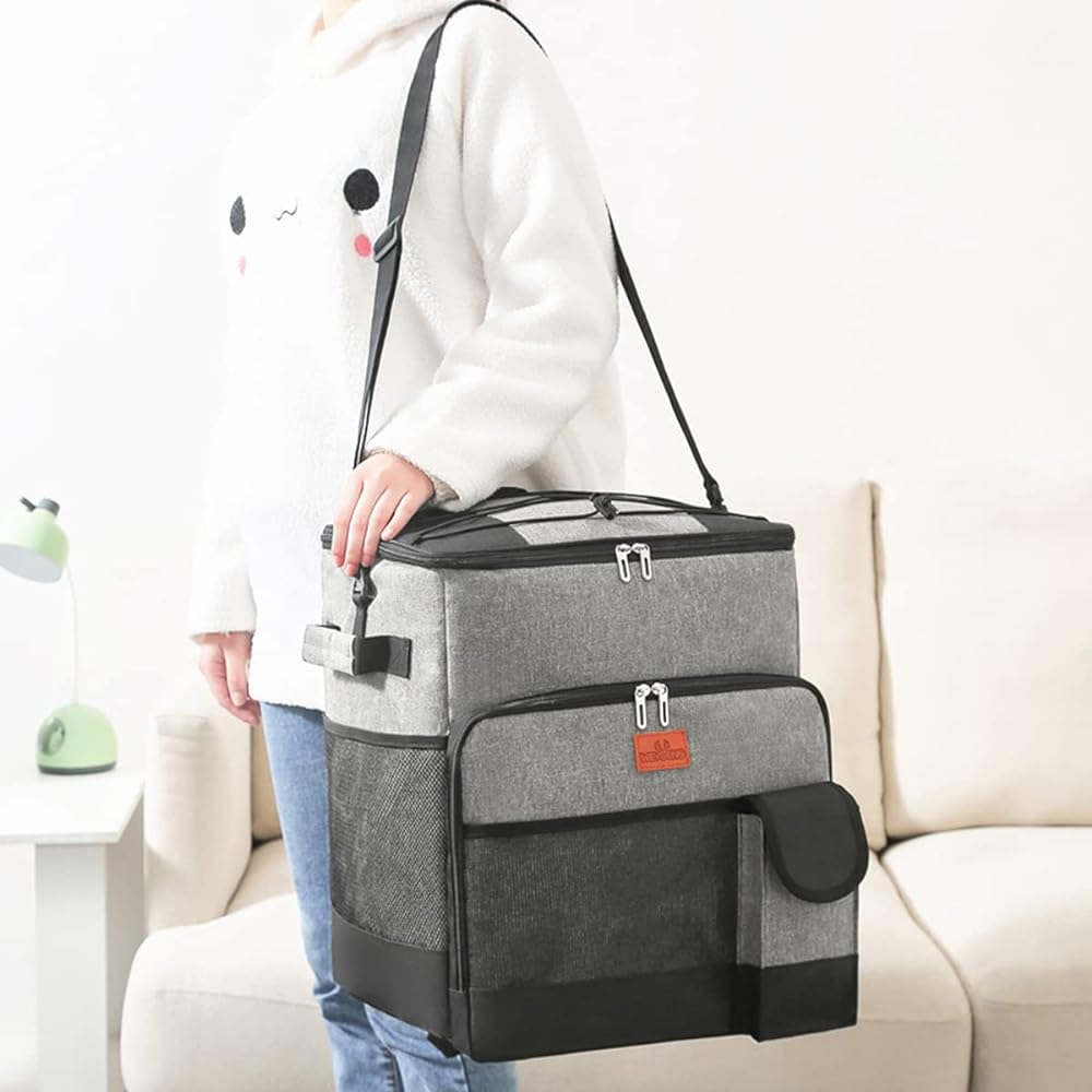 Cooler Box, Large Capacity, 35L, Extra Thick Insulation, Soft Cooler Bag, Insulated Bag, Foldable, Handheld and Shoulder Bag, Convenient to Carry, Comes with Casters and Handle, Suitable for Outdoors, Camping, Leisure, and Fishing