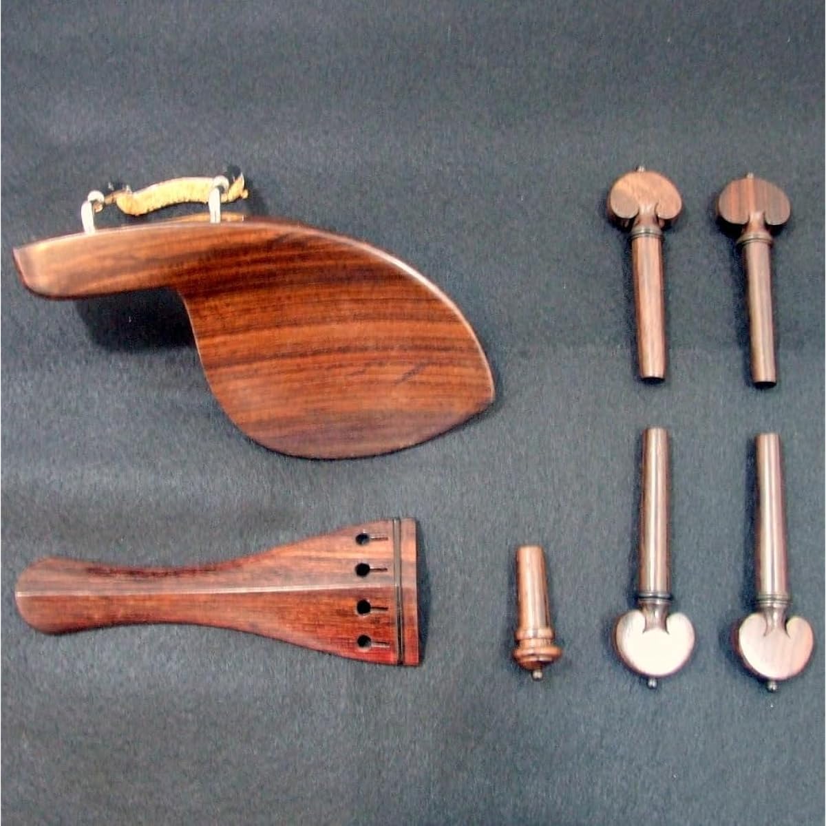 Violin 44 Rosewood Fitting Set Chin Rest Hill-shaped Tail Piece Hard-shaped Pegs Black Decoration Made in India Boxwood RoseWood