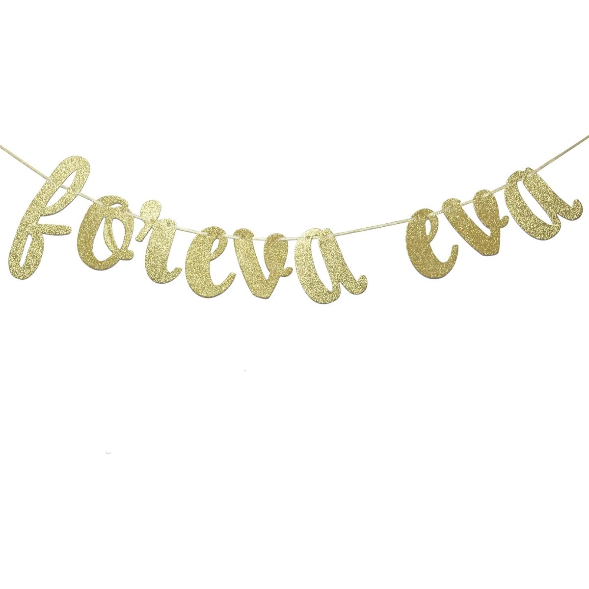 JustParty Foreva Eva Glitter Banner Gold Wedding Banner Engagement Party Decoration Eternal Banner Gold
