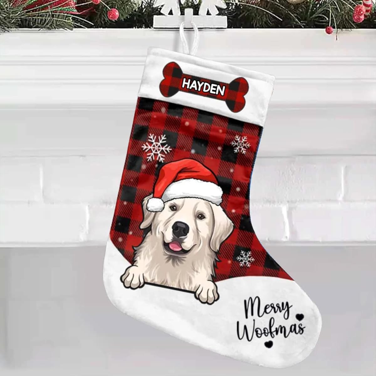 Pawfect House Meowy Christmas & Merry Woofmas, Christmas Dog, Personalized Christmas Stockings Christmas Decorations Dog Stockings for Christmas Kitchen Decor Farmhouse Christmas Decorations (Red)