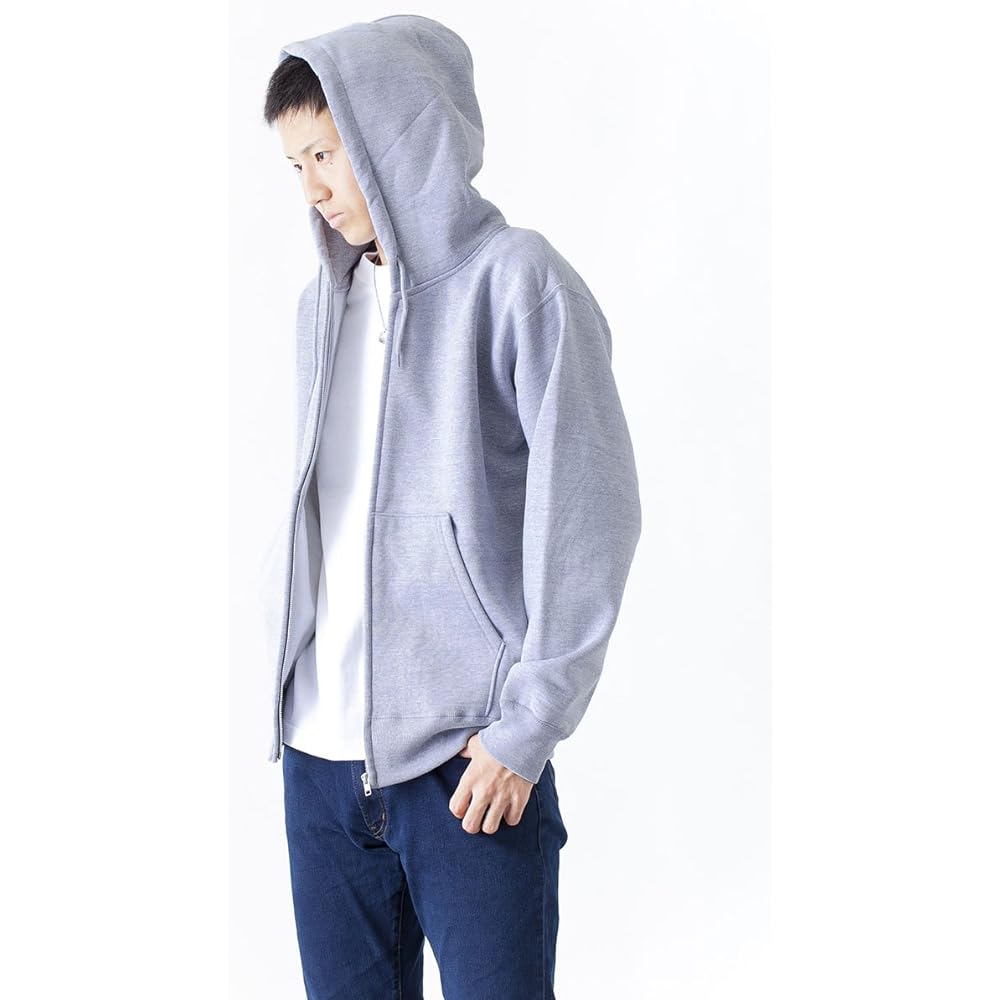 [T-Shirt Dot Esty] Hoodie Plain Thick Brushed Lining Zip Up Wild Zip 15.6oz Men's [S M L XL 2XL 3XL]