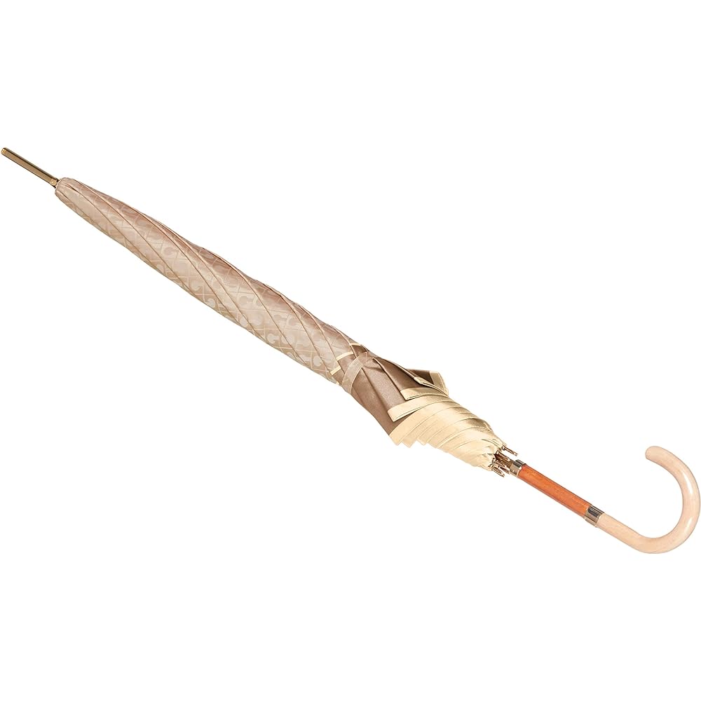 [Gherardini] AURORA 1GD 11001-01G Logo Jacquard Yarn-dyed Hand-Opening Long Umbrella (Made in Japan) Women's Beige Japanese Rib 60cm (FREE Size)