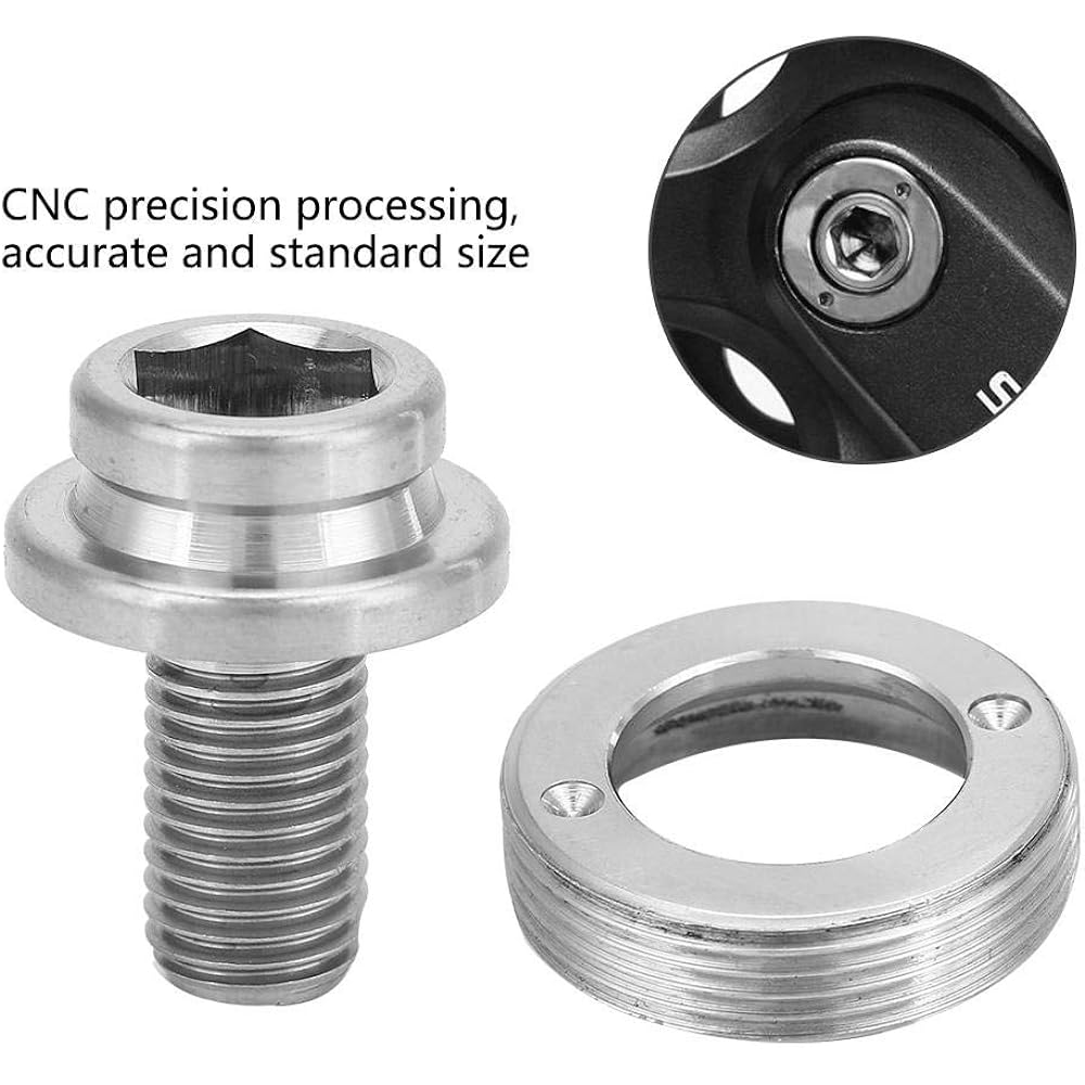 Titanium Tan Bolt Bicycle Screw Crank Bolt M8 15mm Mountain Road Bike Bottom Bracket BB Axle Screw Kit Hex Crank Arm Fixing Bolt (With Dust Cap