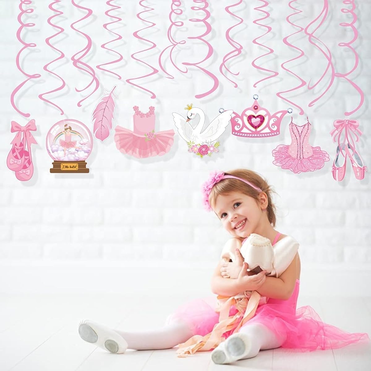 Kristin Paradise 30Ct Ballerina Hanging Swirl Decorations Ballet Party Supplies Birthday Theme Decorations for Kids Boys Girls Baby Shower 1st Birthday Celebration