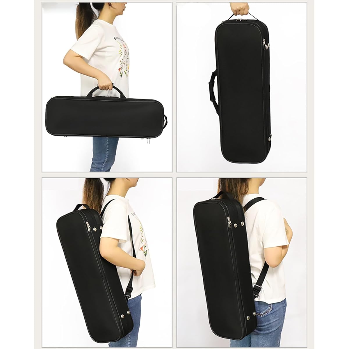 Lightweight Violin Case Violin Case Double Shoulder Shoulder Violin Backpack Violin Bag Violin Storage Case (Color: Black, Size: 1/8)