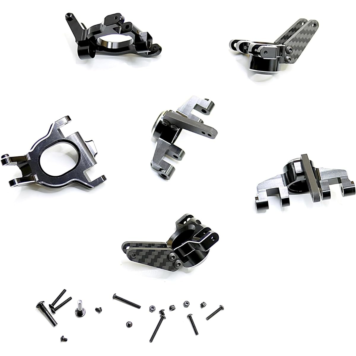 Mesimsple Alloy Mojave 4S Steering Caster Block & Rear Stub Axle Carrier for Arrma 1/8 Mojave 4X4 4S BLX C Hub 1/10 Kraton Outcast 4S BLX Series Upgrade Parts Black