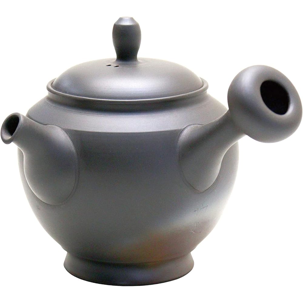 Yamakiikai Fire Kiln Elevated Pot Shape Plain Teapot KZ07 Black 120ml